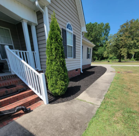 Fresh mulch installation and landscape bed cleanup near Fayetteville